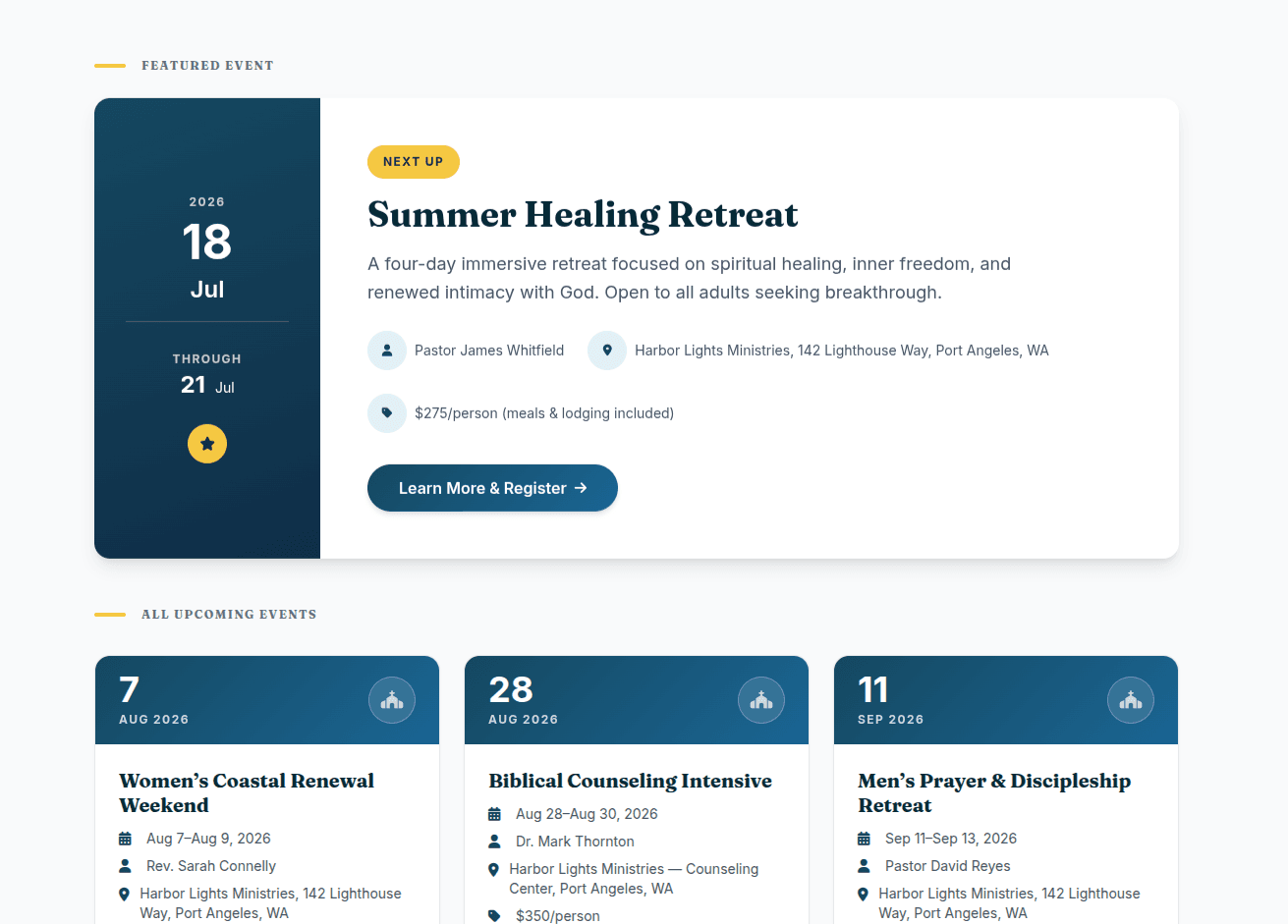 Events page