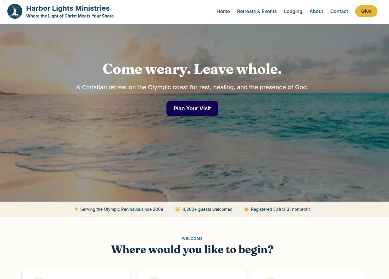 Harbor Lights homepage hero